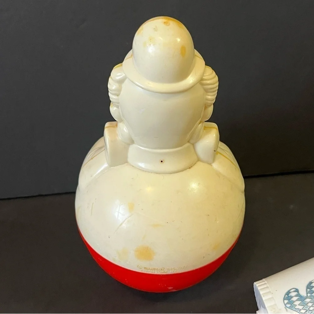 SaniToy Roly Poly Weeble Wobble Clown/ Plastic Rattle Circus Retro Vintage 1977